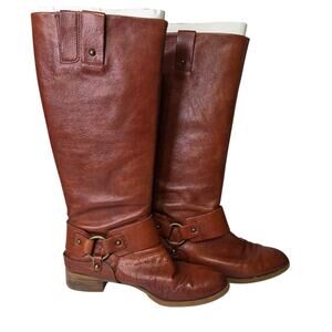 Nine West Vintage Brown Leather Riding Pullon Tall Boots Womens SZ 9.5 Western